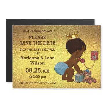 Faux Gold Foil Save The Date Ethnic Prince Phone Magnetic