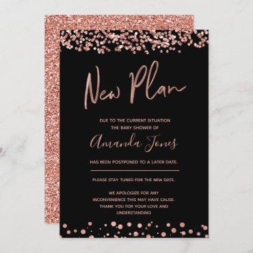 FAUX ROSE GOLD New Plan Baby Shower Announcement