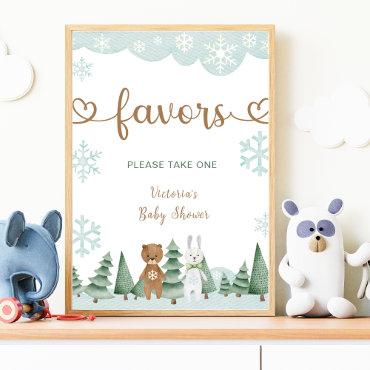 Favors Winter Snowflake Woodland Poster