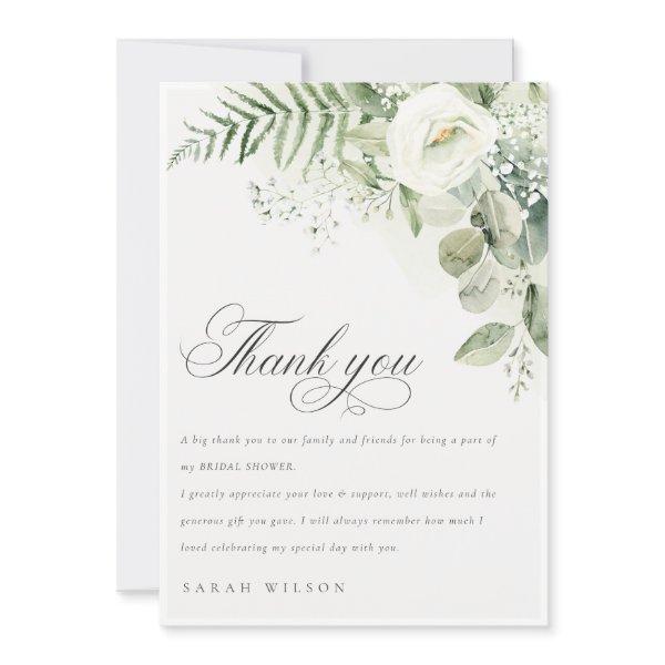 Fern Eucalyptus Greenery Foliage Bridal Shower Thank You Card