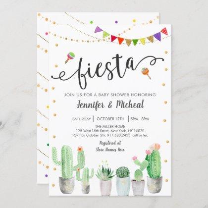 Fiesta Baby Shower Cactus Succulent Invitation