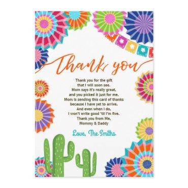Fiesta Baby Shower Thank You Card Mexican Cactus