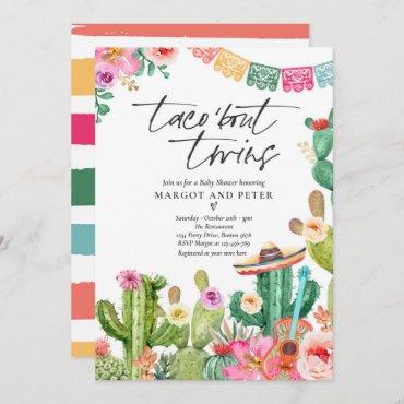 Fiesta Taco 'Bout Twins Mexican Cactus Baby Shower Invitation