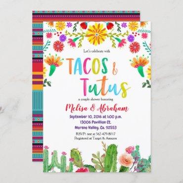 Fiesta Tacos and Tutus Baby Shower Invite card