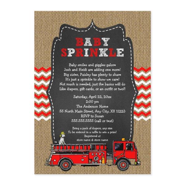 Fire Truck Baby Sprinkle Invite / boy baby shower