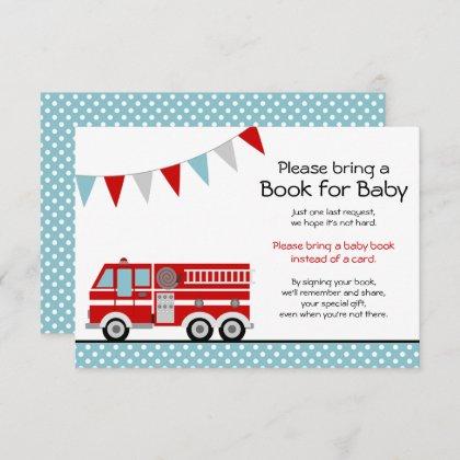 Fire Truck Polka Dot Baby Shower Bring a Book Invitation