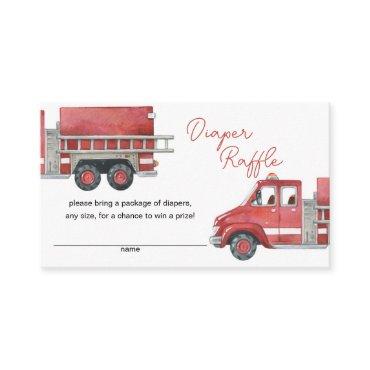 Firetruck Firefighter Baby Shower Diaper Raffle Enclosure Card