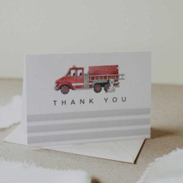 Firetruck Firefighter Baby Shower Thank You Card