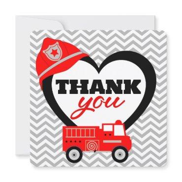 Firetruck Square Folding Thank You Card
