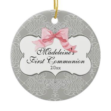 First Communion Ornament - French Bow Swirl