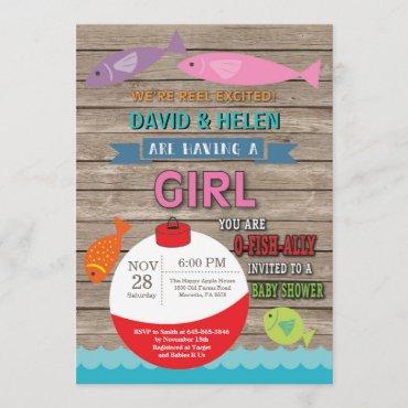 Fishing Baby Shower Invitation Girl Fish