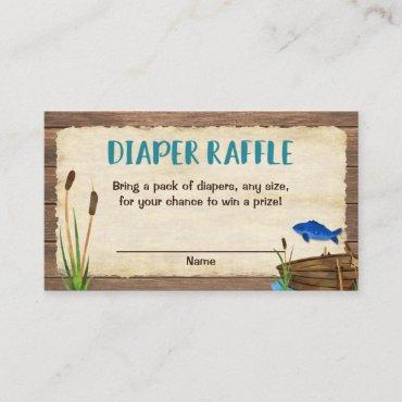 Fishing boy baby shower diaper raffle cards