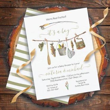 Fishing Reel Baby Shower Clothesline
