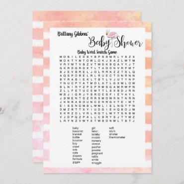 Flamingo Baby Shower Baby Word Search Game