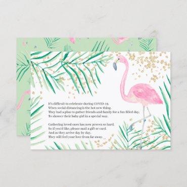 Flamingo gold watercolor baby shower insert invitation