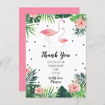 Flamingo Themed Baby Shower Thank You Card
