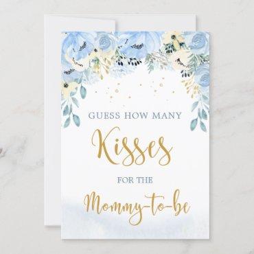 Floral Blue Baby Shower Guess How Many Kisses Game
