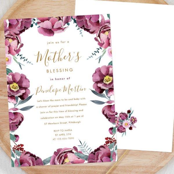 Floral Christian Mother and Baby Blessing Party