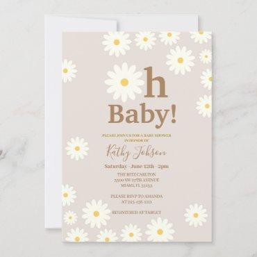 Floral Daisy Bohemian Baby Shower  Invitation