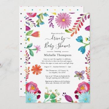 Floral Fiesta Drive By Bridal or Baby Shower Invitation