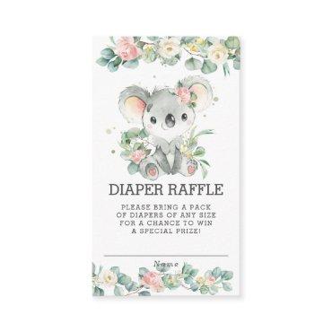 Floral Greenery Koala Baby Shower Diaper Raffle Enclosure Card