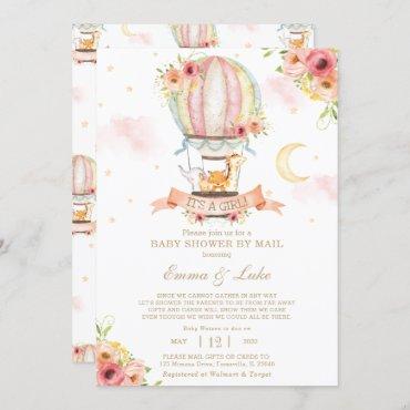 Floral Hot Air Balloon Baby Shower by Mail Animals Invitation