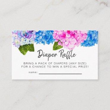 Floral Hydrangea Baby Shower Diaper Raffle Ticket Enclosure Card