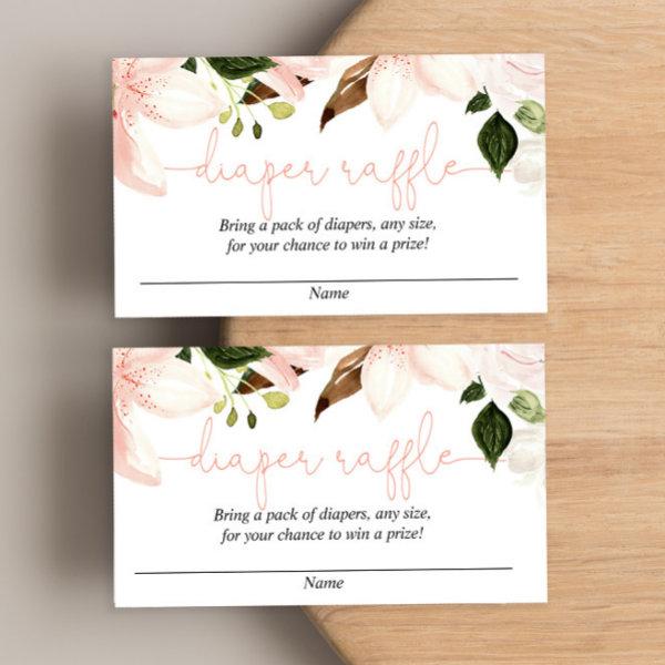 Floral lilies lily baby shower diaper raffle cards