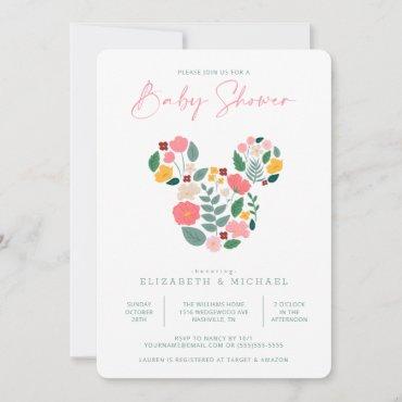Floral Minnie Mouse Baby Shower Invitation