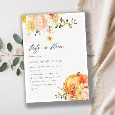 Floral Orange Pumpkin Baby In Bloom Shower Invite