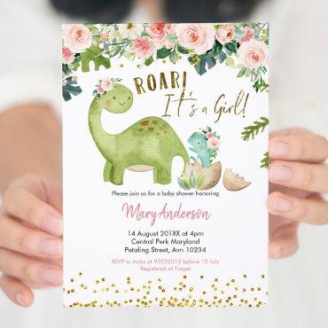 Floral Pink Tropical Dinosaur