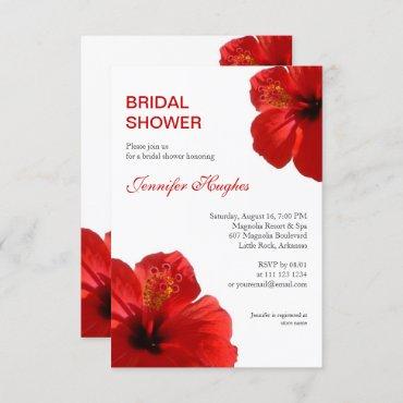 Floral Red Hibiscus Tropical Bridal Shower