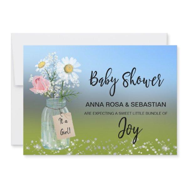 *~* Floral Rustic Gender Mason Jar Baby Shower