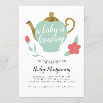 Floral Tea Party Baby Shower Baby Is Brewing