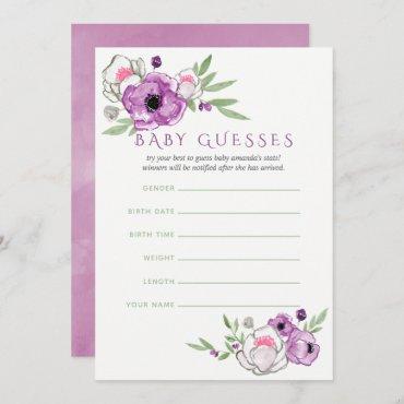 Floral Violet and Sage Baby Shower Baby Guesses
