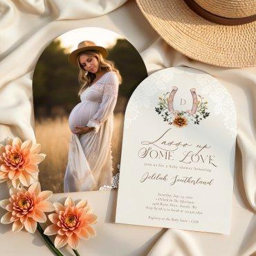 Floral Western Horseshoe Photo Arch