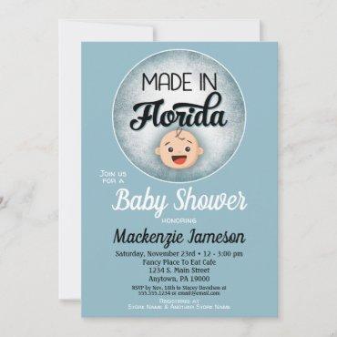 Florida Baby Shower Funny Blue Boys Invitation