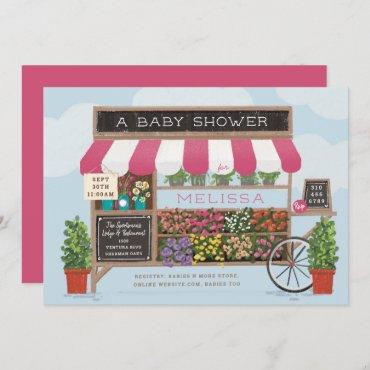 Flower Cart Farmer's Market Baby Shower Invitation