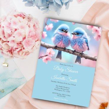 Fluffy Bluebirds and Cherry Blossom