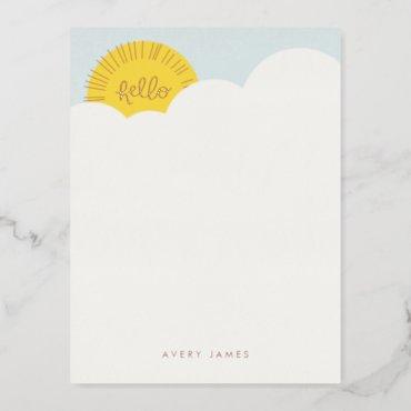 Foil Hello Sunshine Kid's Stationery Note Card