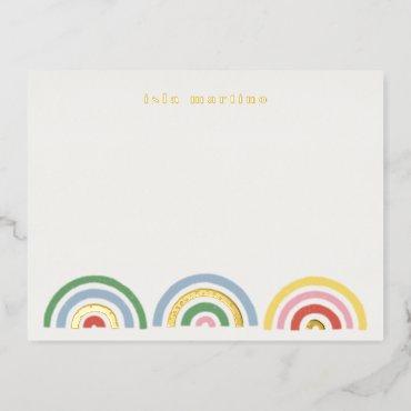 Foil Stamped Rainbows Stationery Card - Cherry
