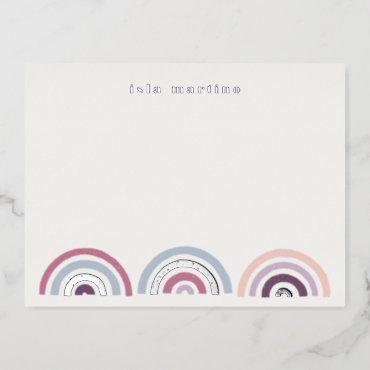 Foil Stamped Rainbows Stationery Card - Plum