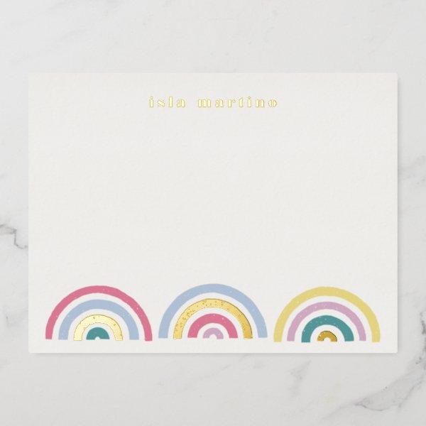 Foil Stamped Rainbows Stationery Card - Teal