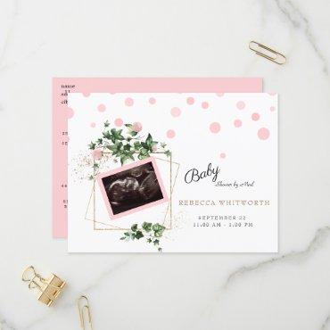 Foliage Ultrasound Photo Girl Baby Shower by Mail   Postcard