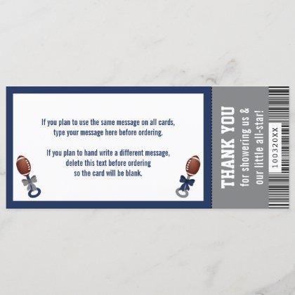 Football Ticket Thank You Card, Baby Shower Invitation