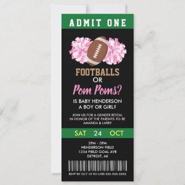 Footballs or Pom Poms Gender Reveal Ticket