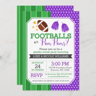 Footballs or Pom Poms Purple Gender Reveal Party