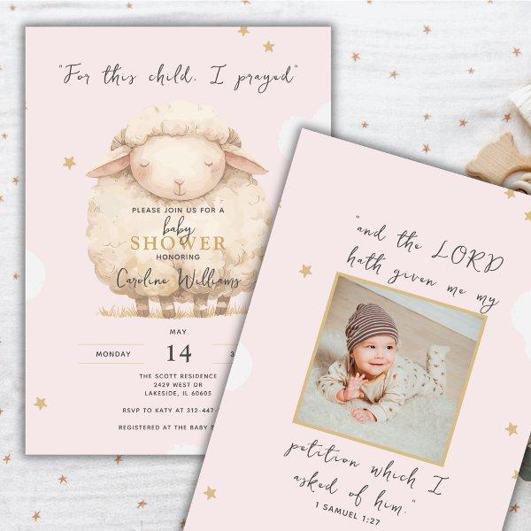 For This Child I Prayed Photo Pink Lamb Religious