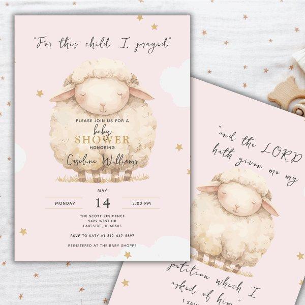 For This Child I Prayed Religious Pink Lamb Girl