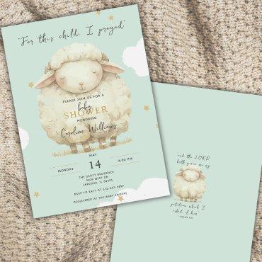 For This Child I Prayed Scripture Baby Lamb Green